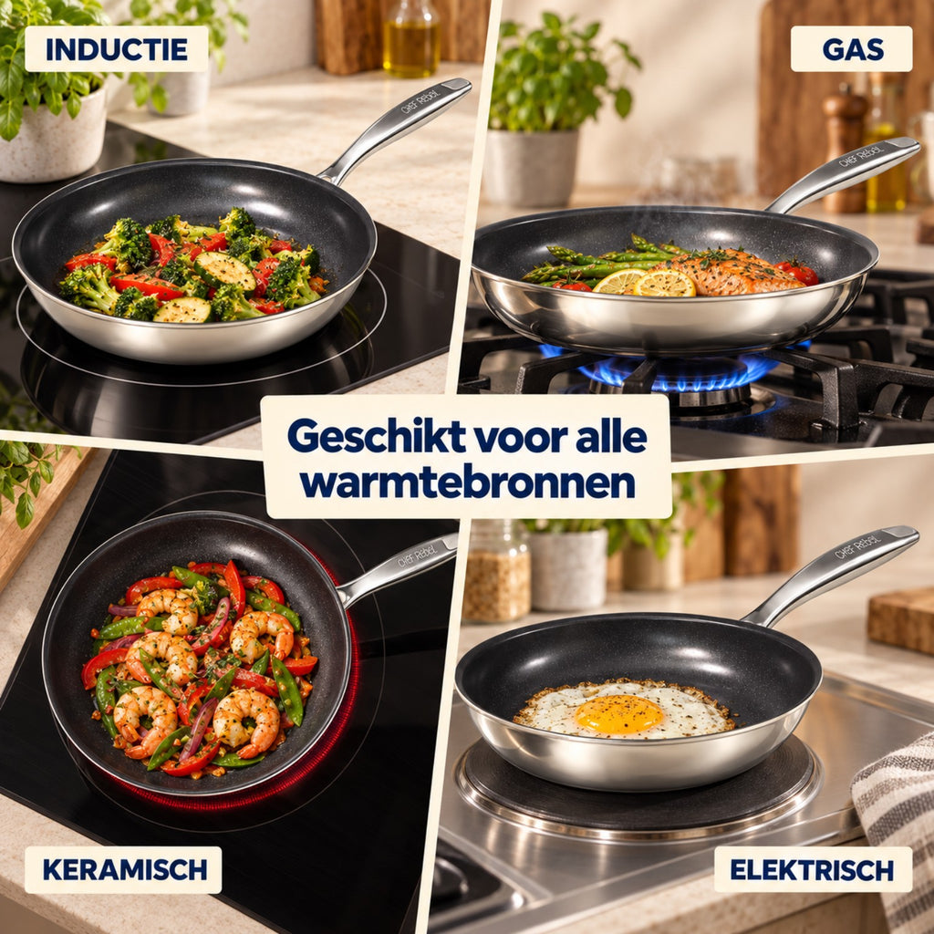 Koekenpan geschikt voor inductie, gas, keramisch en elektrisch