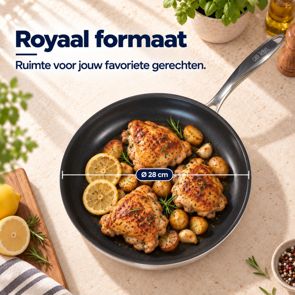 Royaal formaat van 28 cm voor complete gerechten