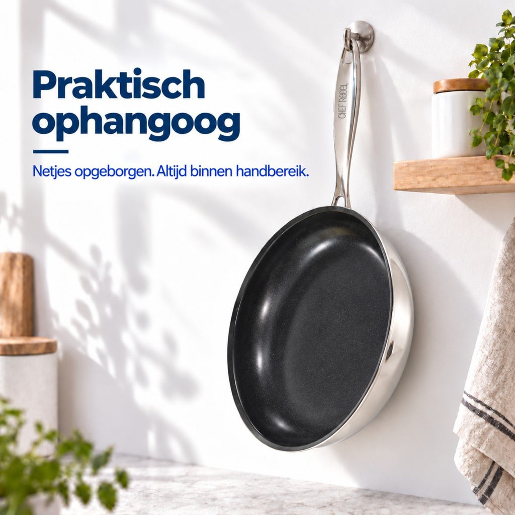 Roestvrijstalen handvat met praktisch ophangoog