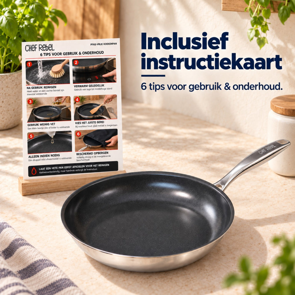 Chef Rebel Premium G8 koekenpan inclusief instructiekaart