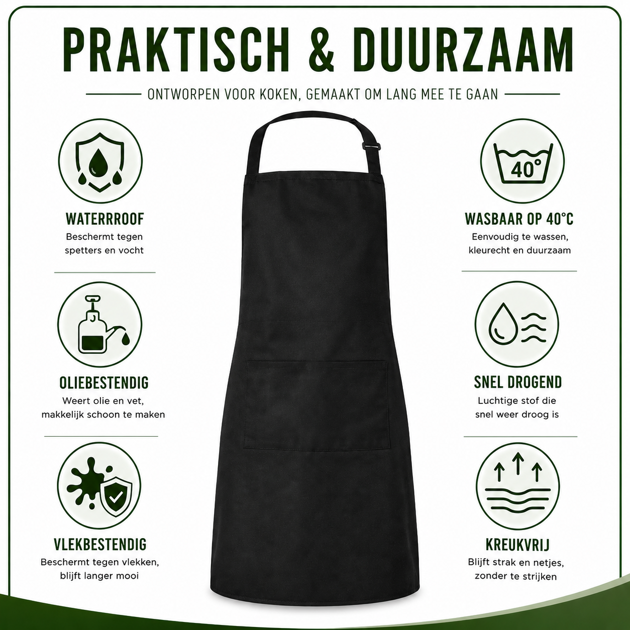Chef Rebel Keukenschort Zwart - Verstelbaar & Waterafstotend