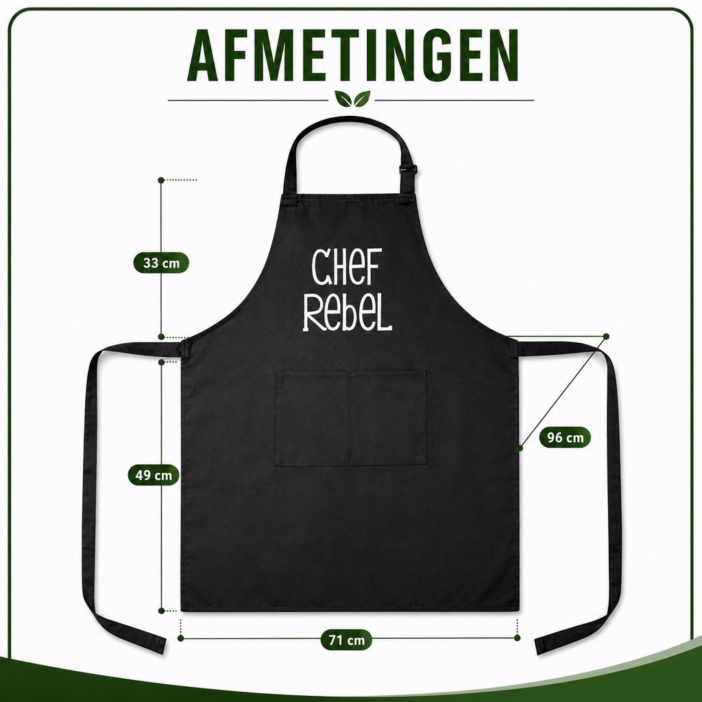 Chef Rebel Keukenschort met Logo - Zwart & Verstelbaar