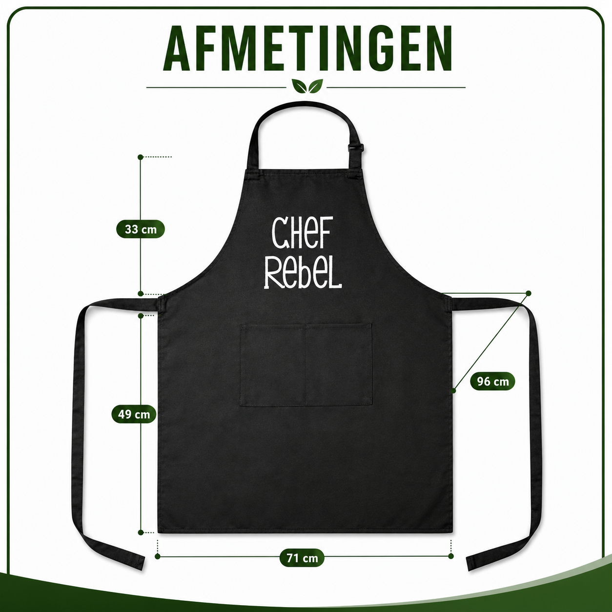 Chef Rebel Keukenschort met Logo - Zwart & Verstelbaar
