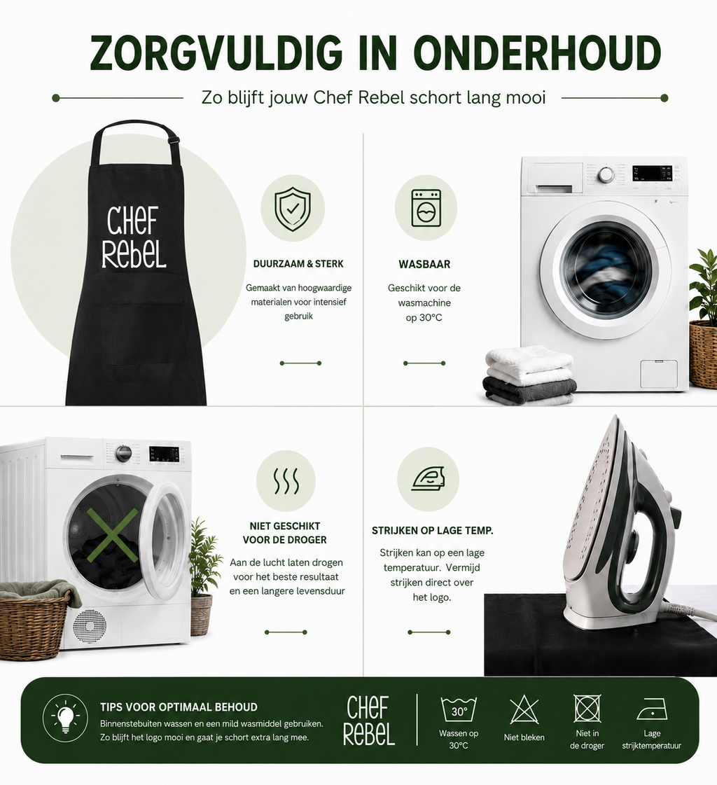 Chef Rebel Keukenschort met Logo - Zwart & Verstelbaar