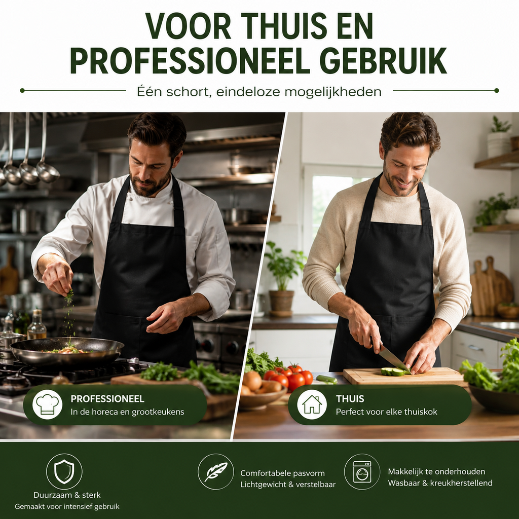 Chef Rebel Keukenschort Zwart - Verstelbaar & Waterafstotend