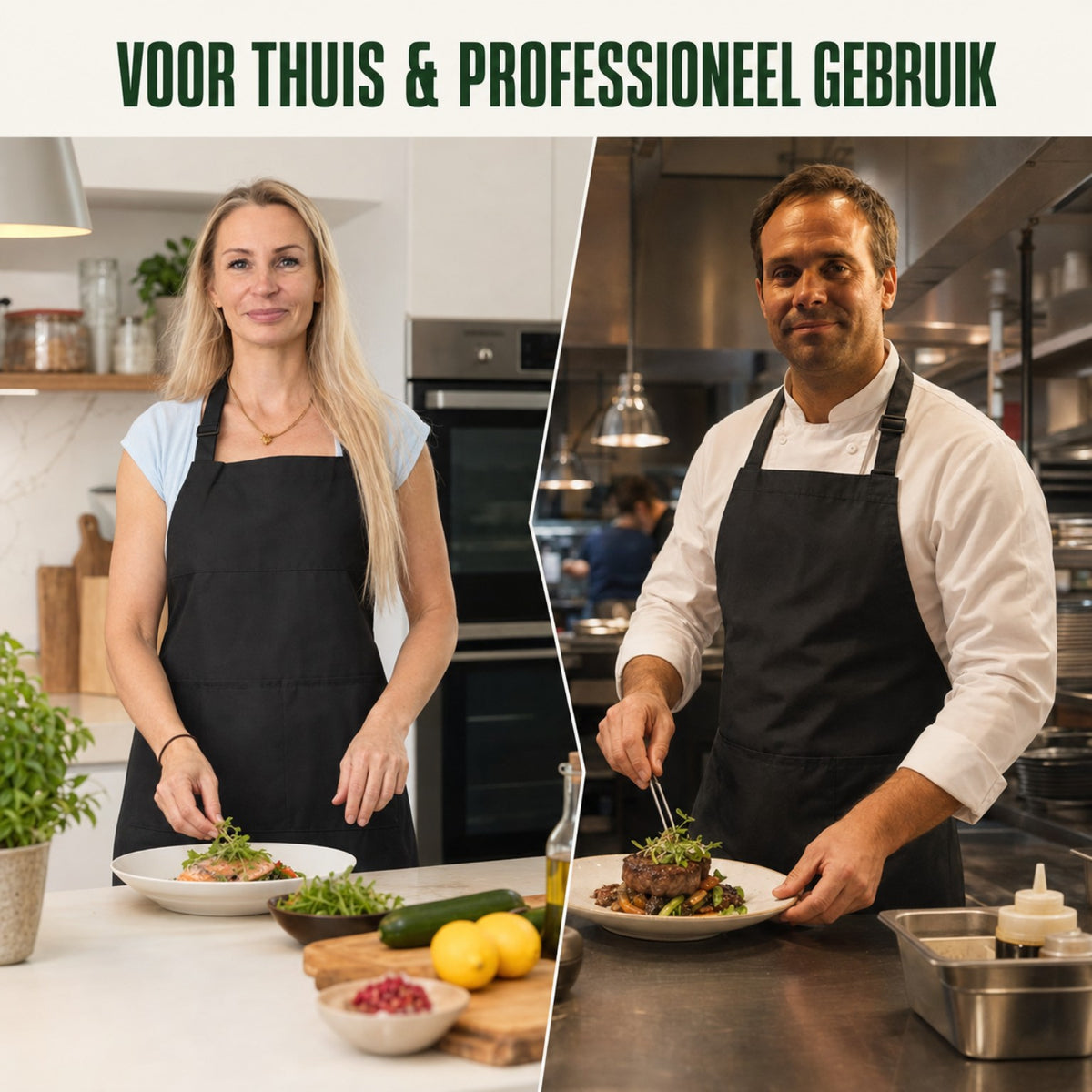 Chef Rebel zwart keukenschort voor thuis en professioneel gebruik