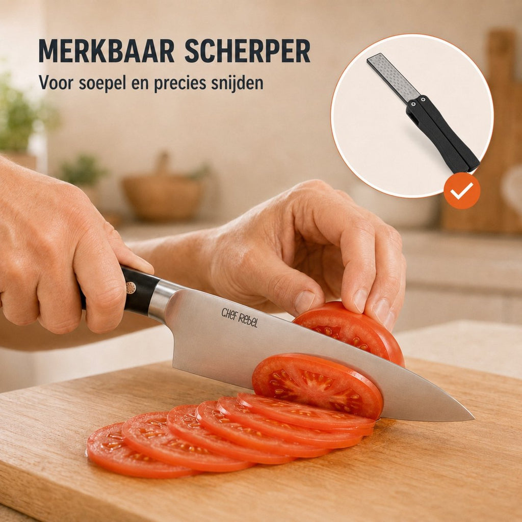 Zwart Chef Rebel pocket aanzetstaal voor het onderhouden van scherpe keukenmessen