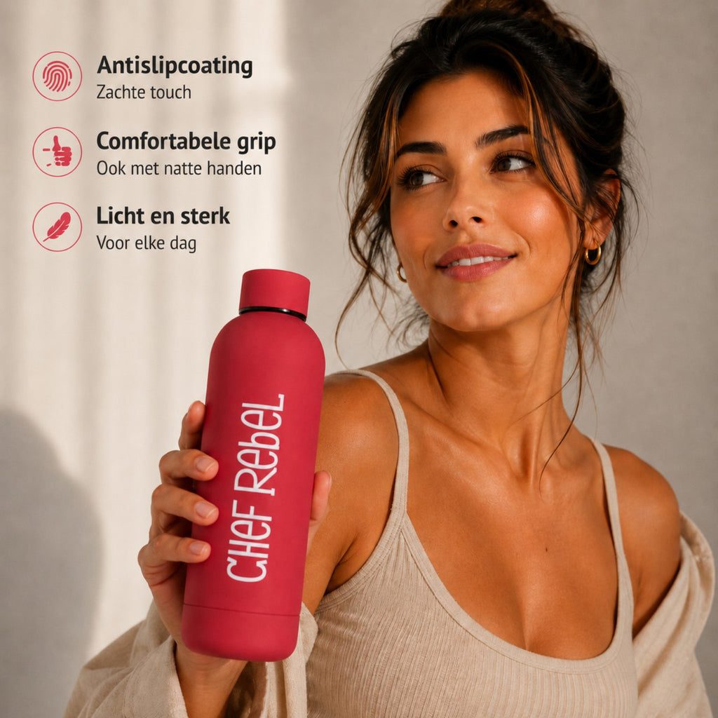 Chef Rebel thermosfles 500 ml rood met antislipcoating