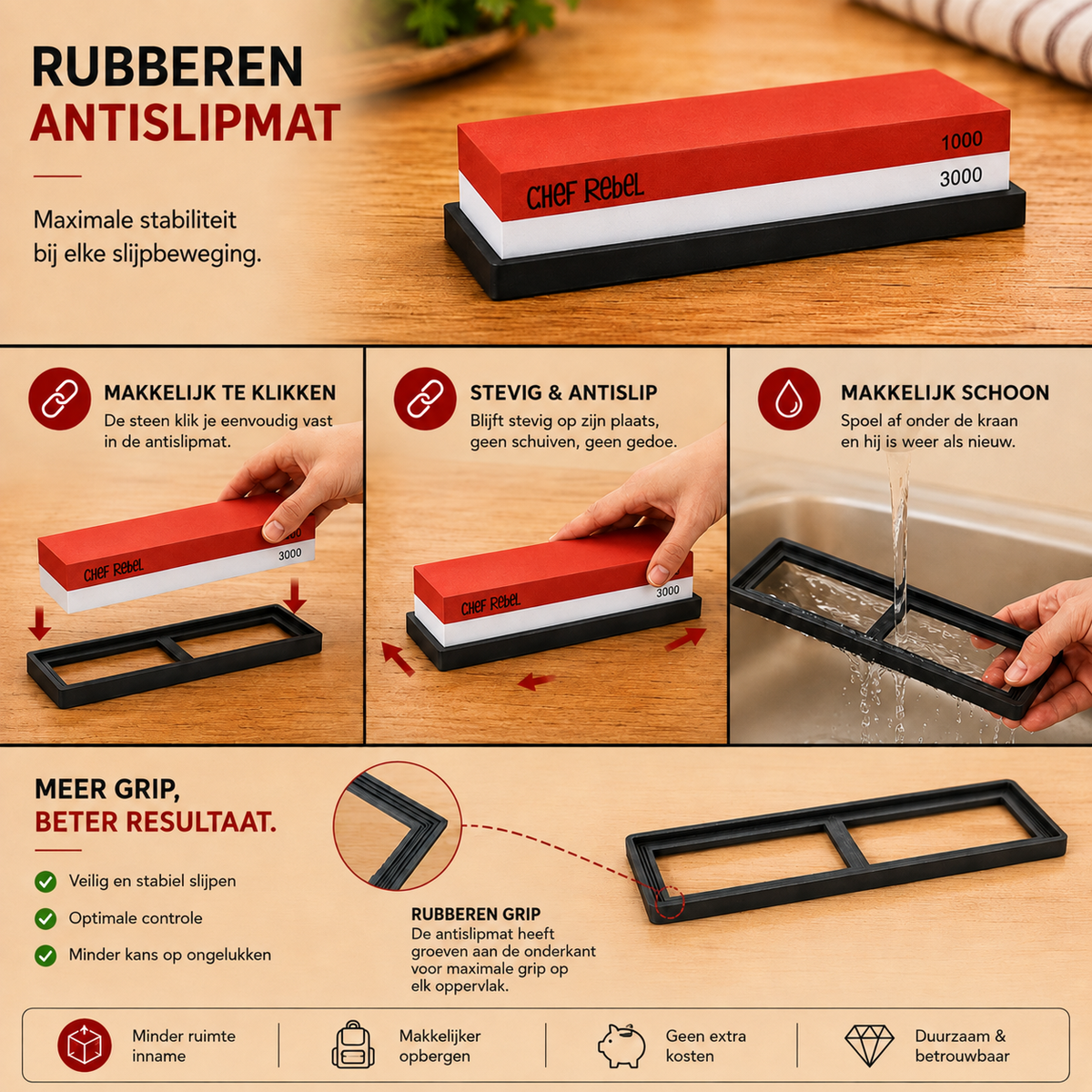 Rubberen antislipmat van de Chef Rebel whetstone