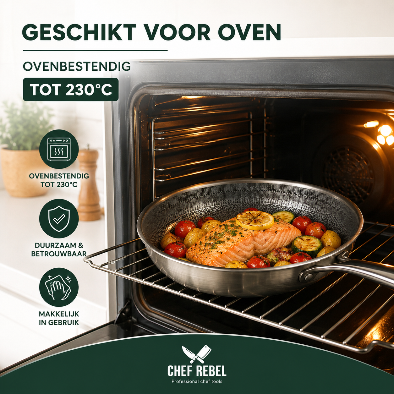 Chef Rebel PFAS-vrije Honingraat Koekenpan 28 cm