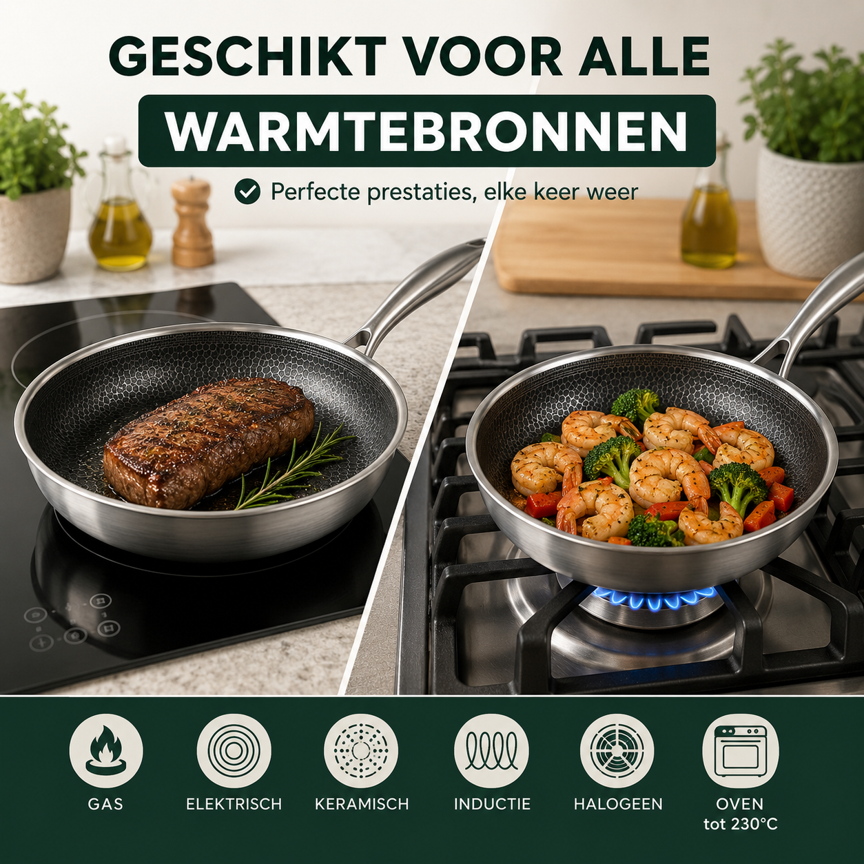 Chef Rebel PFAS-vrije Honingraat Koekenpan 28 cm